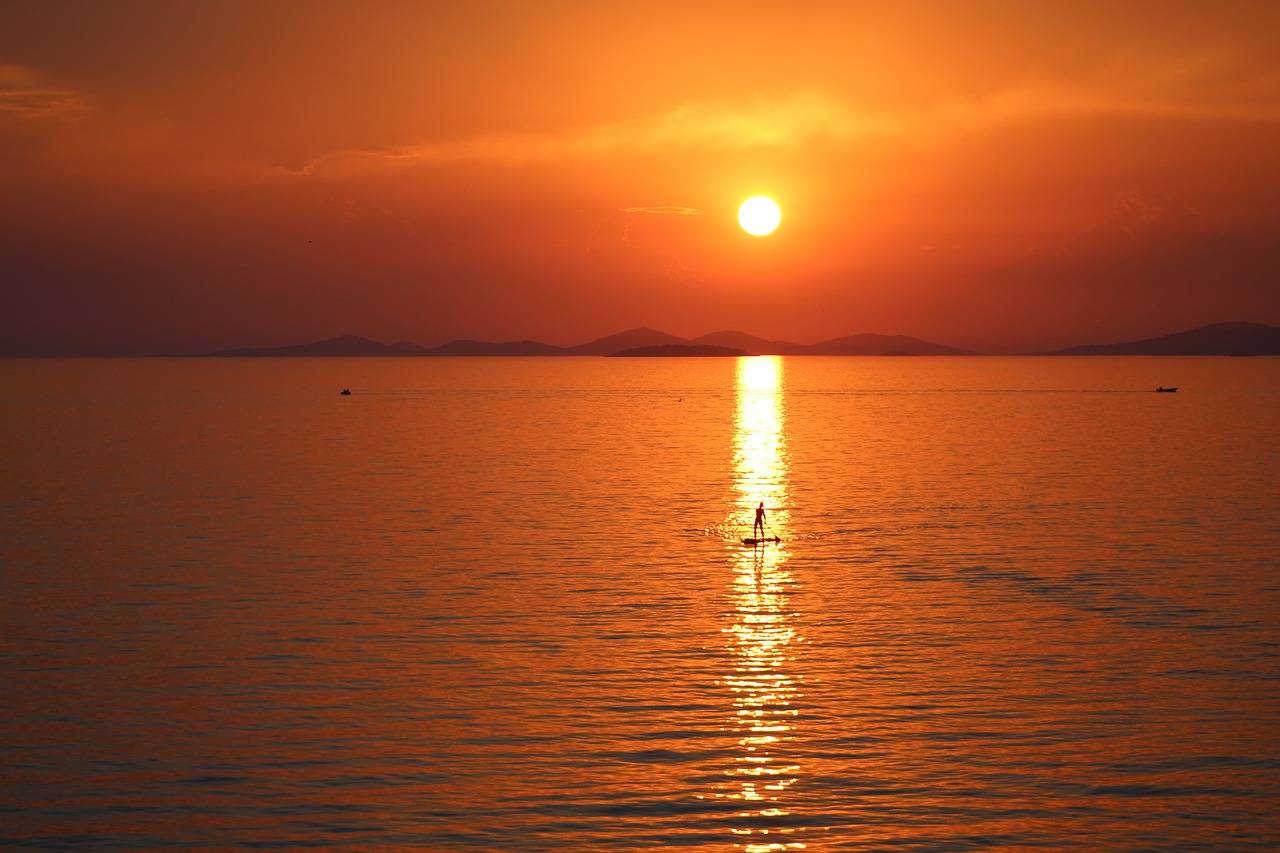 Paddle board sunset in Croatia
