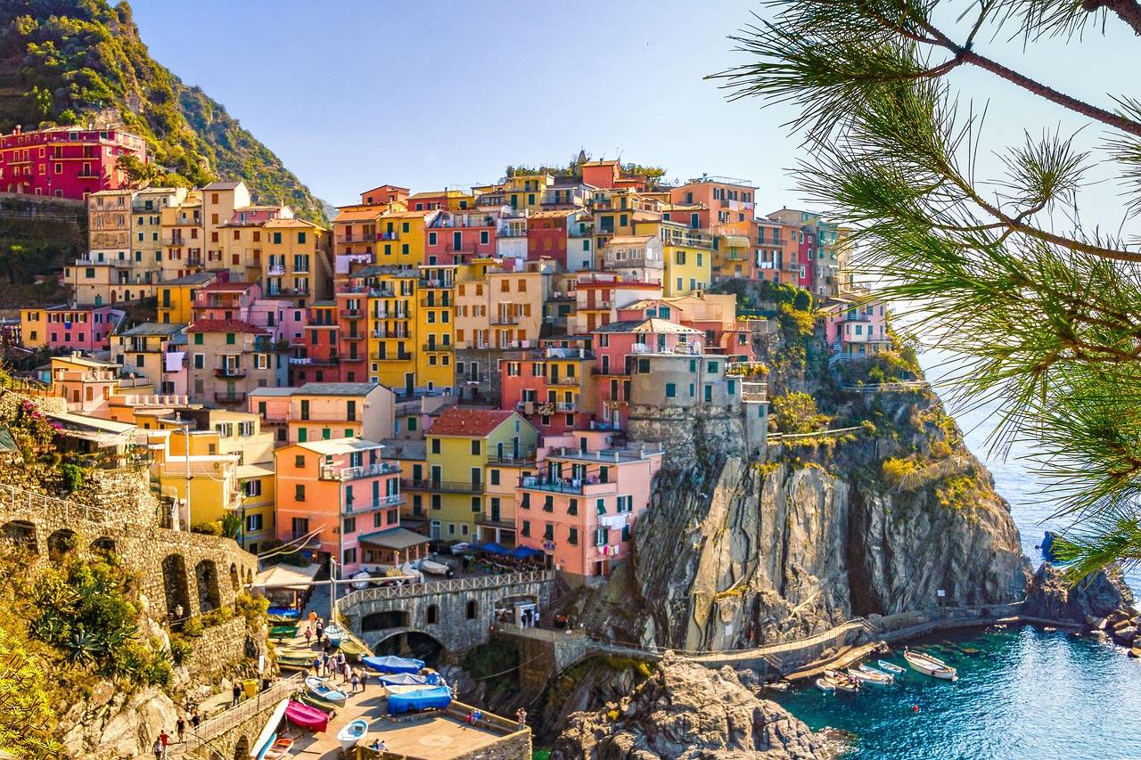 Houses on cliffs in Italy